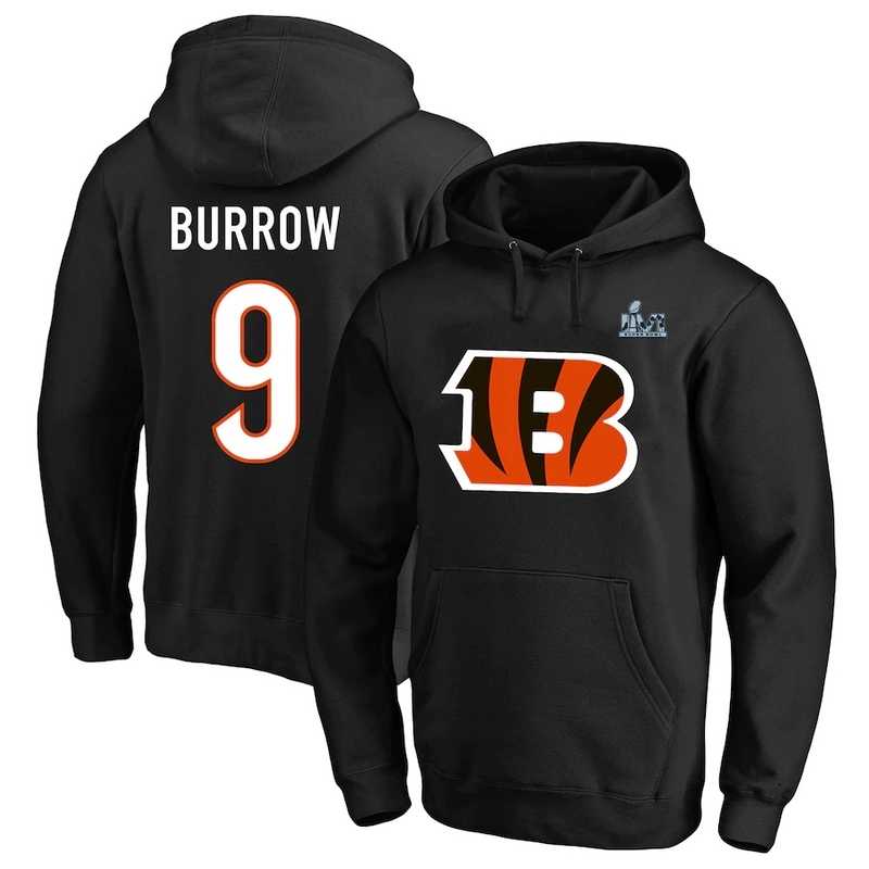 Cincinnati Bengals 9 Joe Burrow Fanatics Branded Super Bowl LVI Bound Big & Tall Pullover Hoodie Black,We sell and wholesale Cincinnati Bengals 9 Joe Burrow Fanatics Branded Super Bowl LVI Bound Big & Tall Pullover Hoodie Black on line form chian!